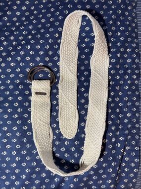 Lauren Ralph Lauren Woven Double-Ring White Belt